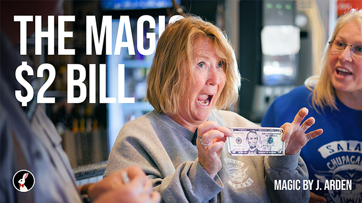 Two dollar bill magic trick with surprised audience reaction